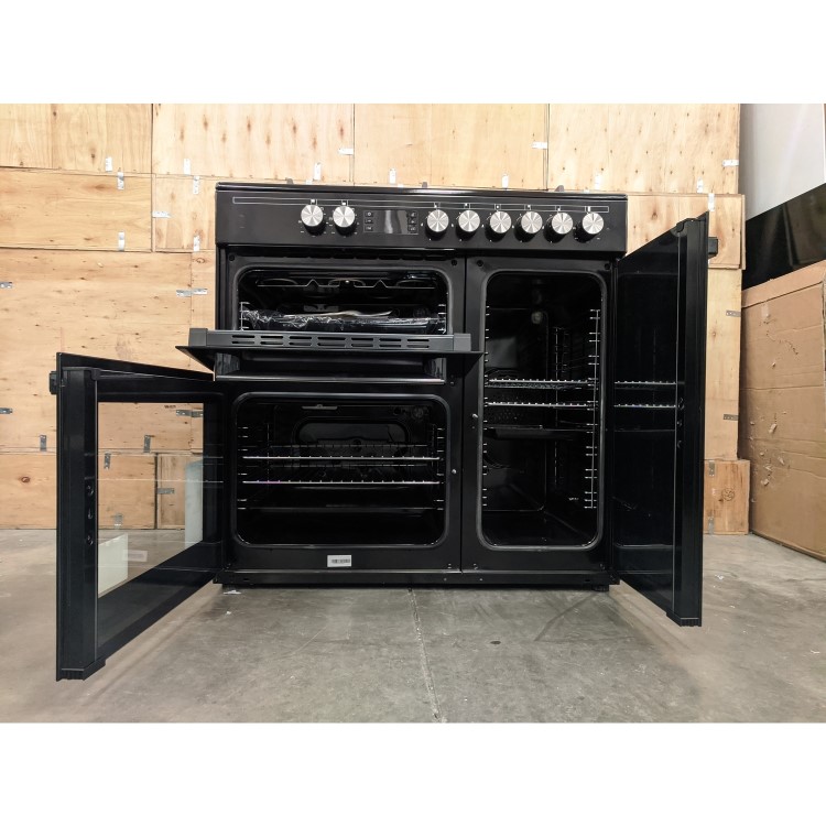 Refurbished electriQ IQRANGE90B 90cm Dual Fuel Triple Cavity Range Cooker Black