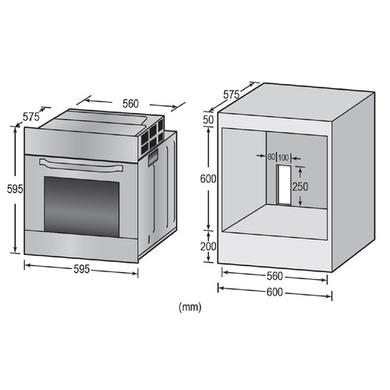 GRADE A1 - electriQ 70 litre 6 Function Built in Static Electric Single Oven - supplied with a plug