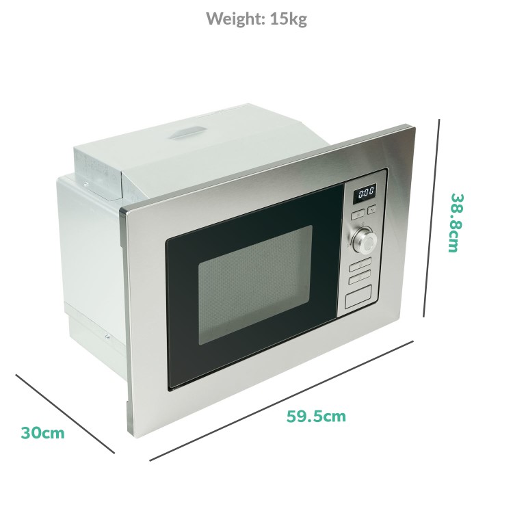 GRADE A2 - electriQ Built-in 17L Standard Microwave in Stainless Steel