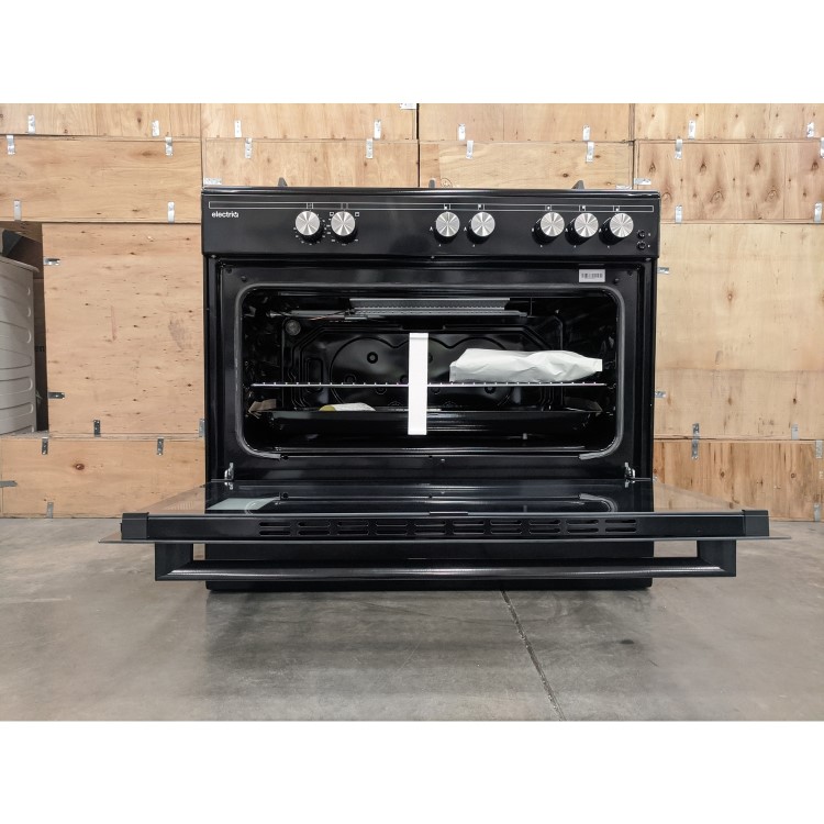 Refurbished electriQ EQRANGE90GASBLACK 90cm Gas Single Oven Range Cooker Black