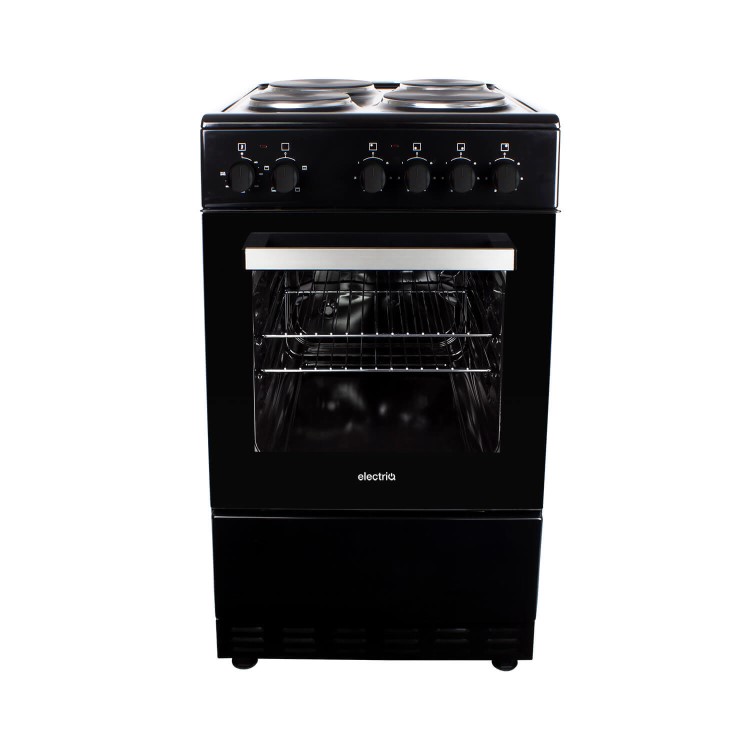GRADE A2 - electriQ 50cm Electric Cooker with Single Oven and Solid Hotplate - Black