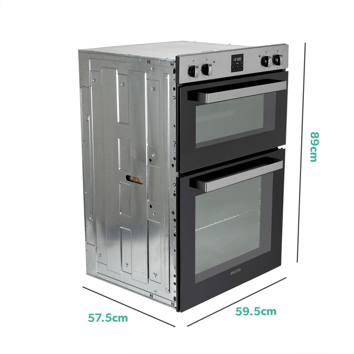 Refurbished electriQ EQDO1STEEL 60cm Double Built In Electric Oven ...