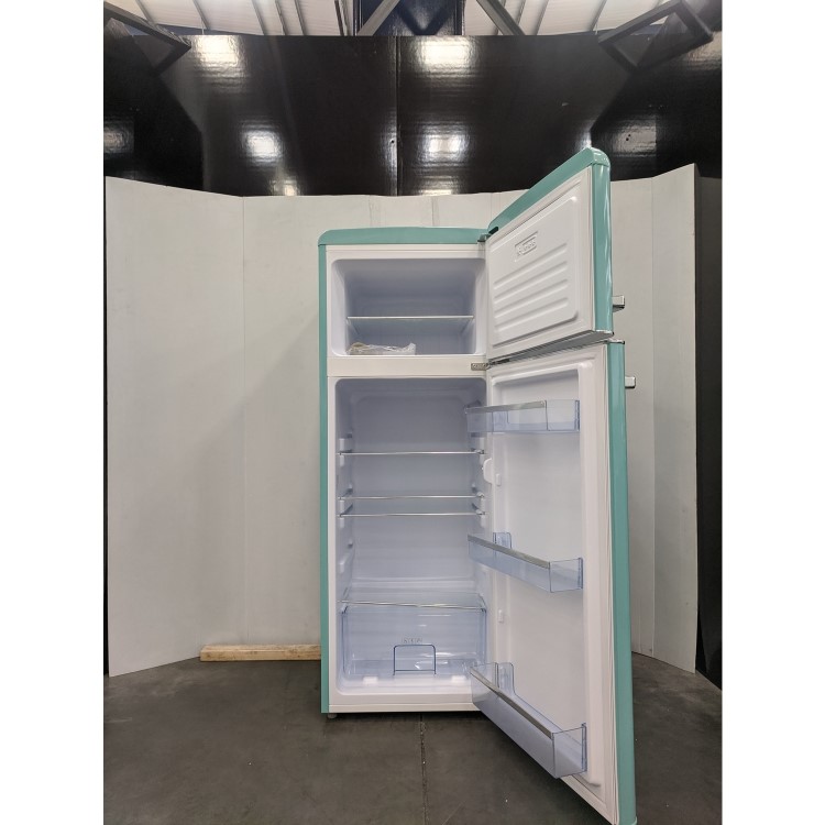 Refurbished electriQ eqretrotmblue Freestanding 208 Litre 80/20 Fridge Freezer Blue