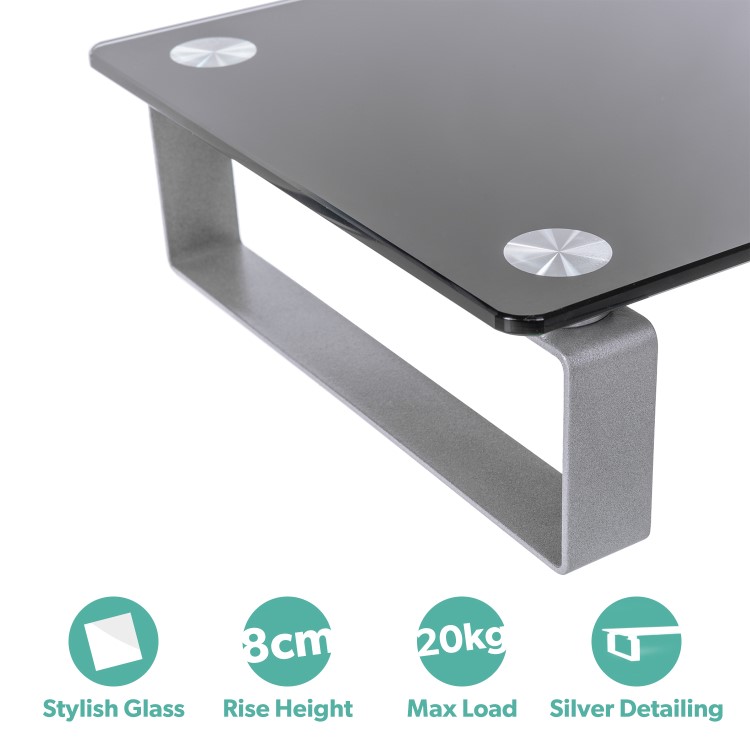 Premium Glass Monitor And Notebook Stand / Riser - Black