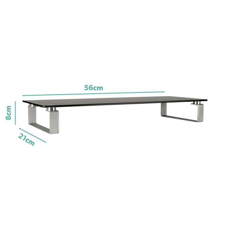 Premium Glass Monitor And Notebook Stand / Riser - Black