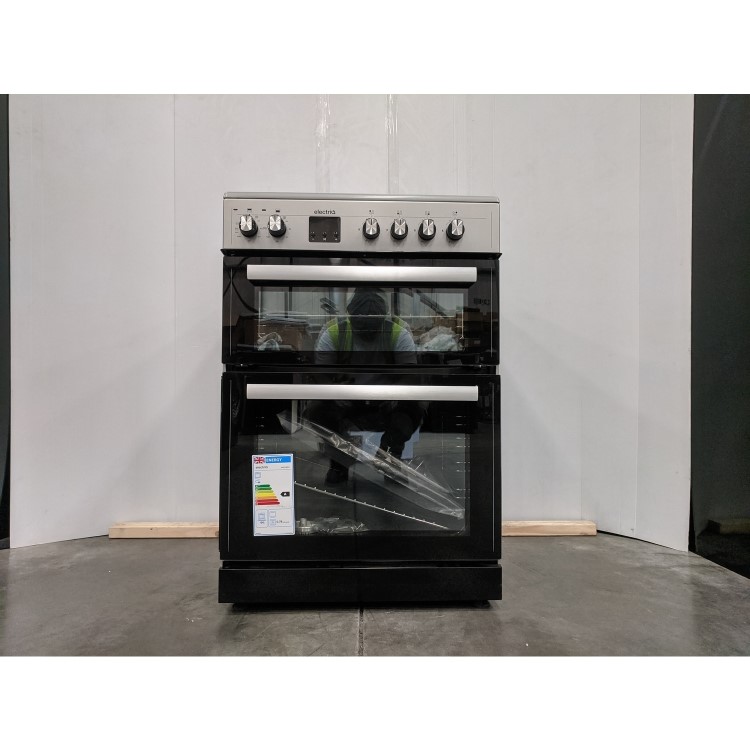 Refurbished electriQ EQDFC360SIL 60cm Dual Fuel Cooker with Double Oven Silver