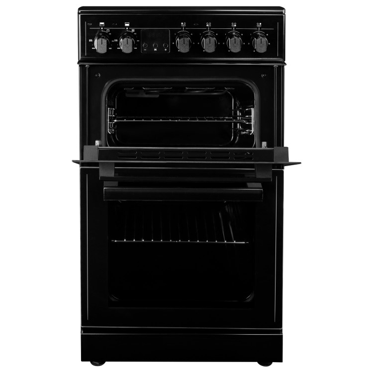 Refurbished electriQ EQEC50B3 50cm Double Cavity Electric Cooker with Ceramic Hob Black