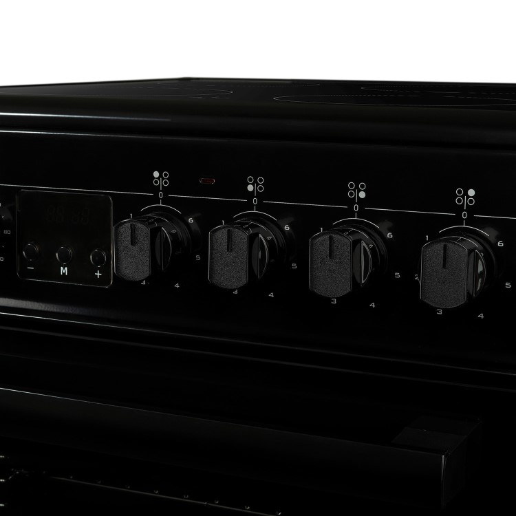 Refurbished electriQ EQEC50B3 50cm Double Cavity Electric Cooker with Ceramic Hob Black