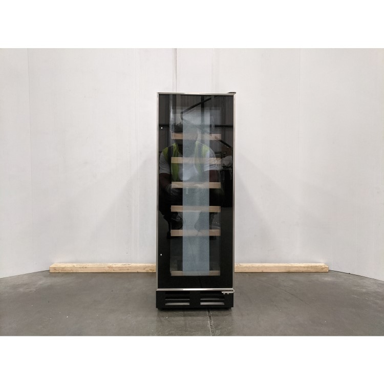 Refurbished electriQ EQWINECH30 Freestanding 18 Bottle Single Zone Wine Cooler Stainless Steel with Black Door
