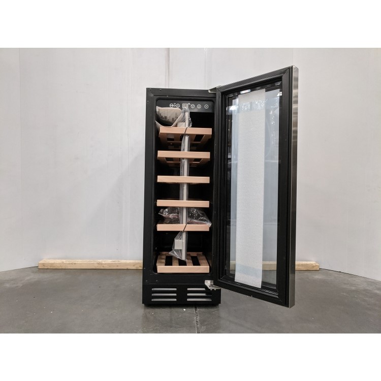 Refurbished electriQ EQWINECH30 Freestanding 18 Bottle Single Zone Wine Cooler Stainless Steel with Black Door