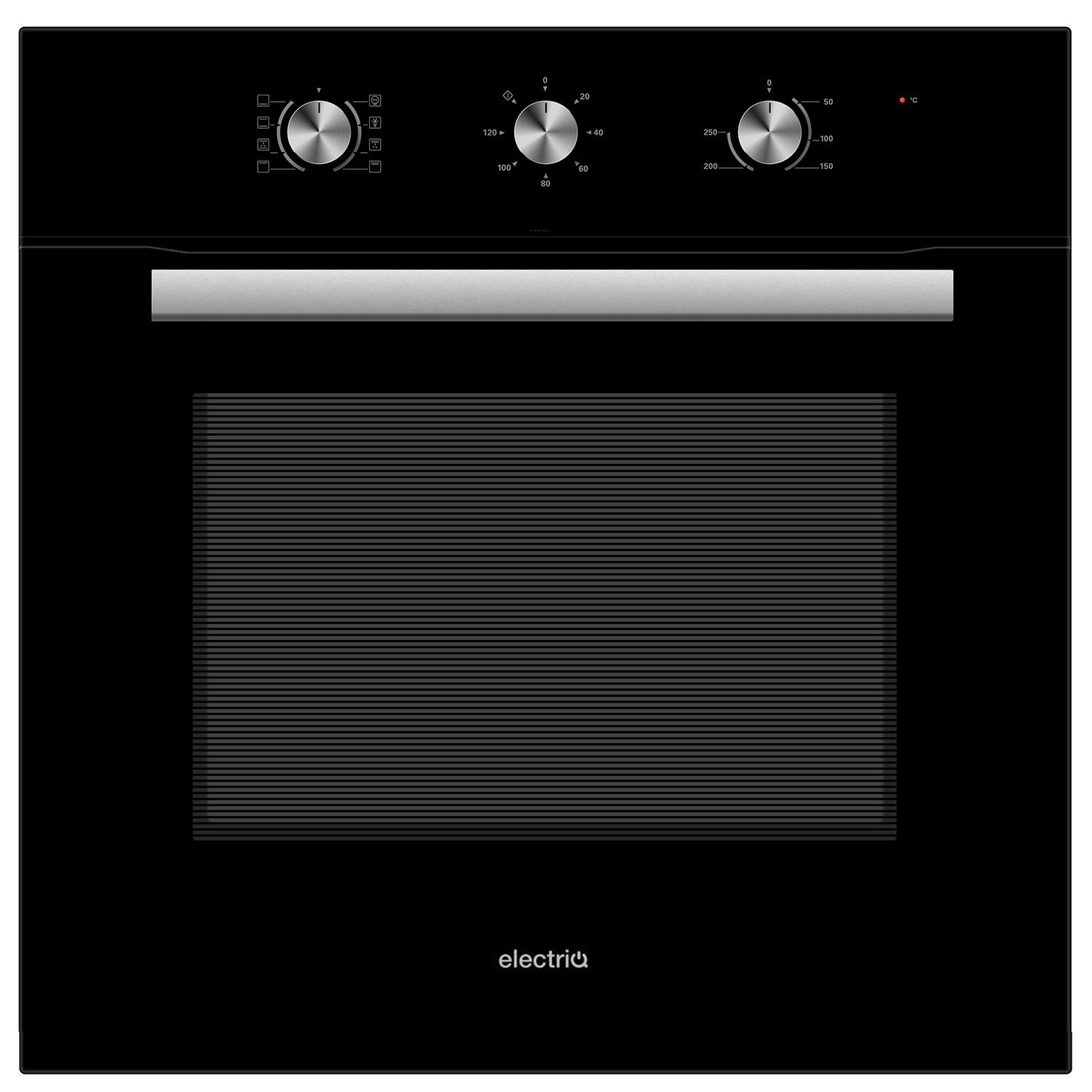 GRADE A2 electriQ 65 litre 8 Function Fan Assisted Electric Single oven in Black Supplied