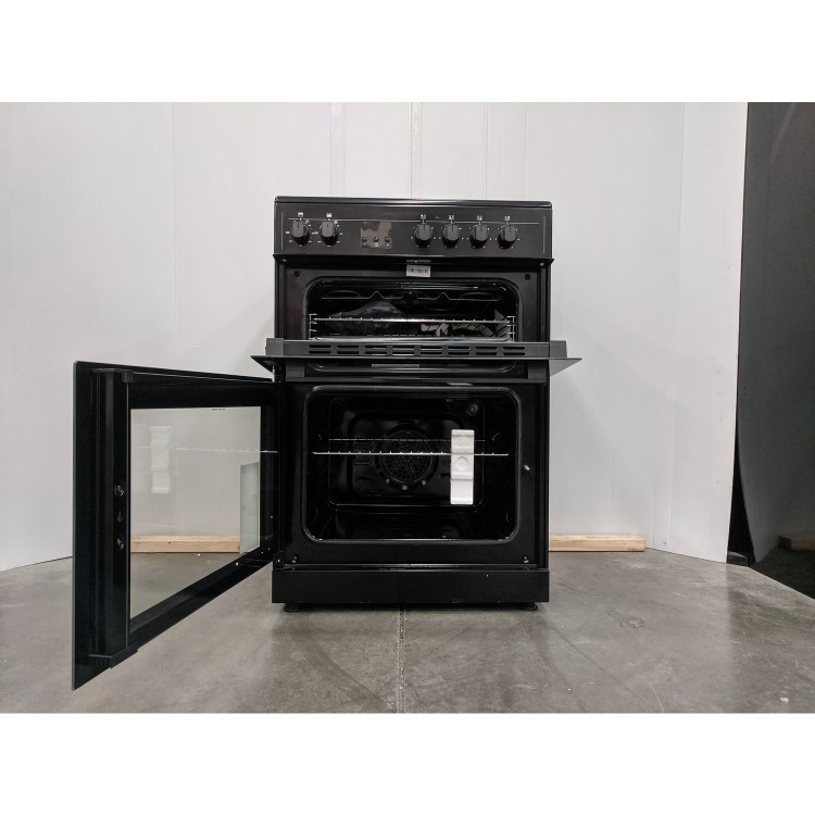 Refurbished electriQ EQEC60B4 60cm Double Cavity Electric Cooker with Ceramic Hob Black