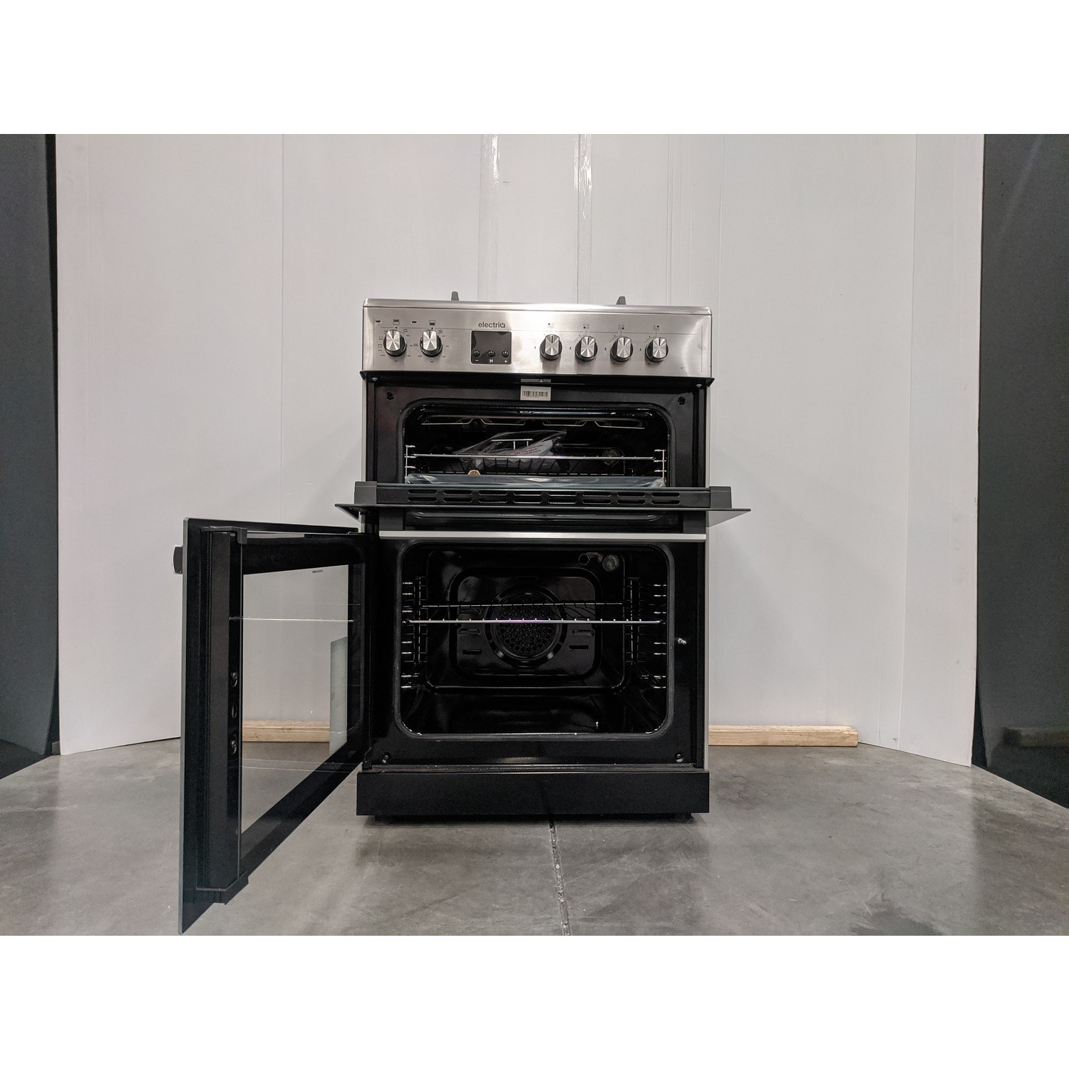 Refurbished electriQ EQDFC360SS 60cm Dual Fuel Cooker with Double Oven