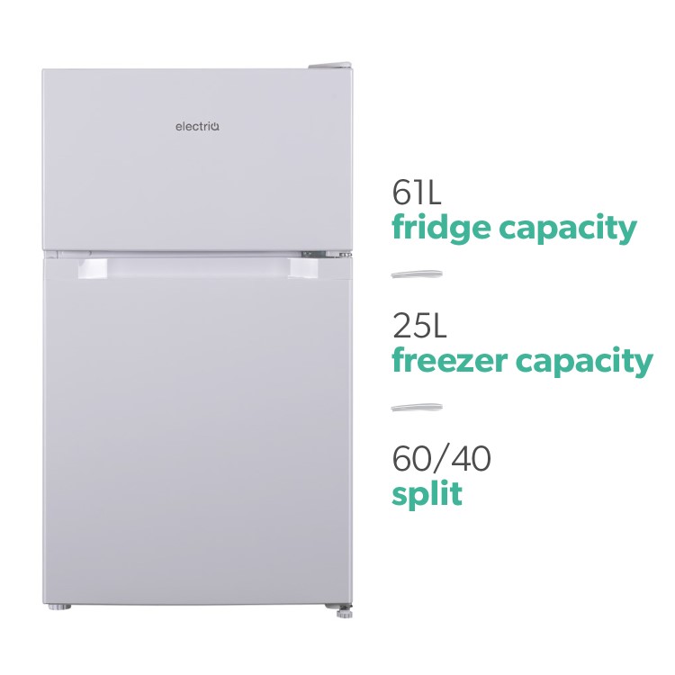 Refurbished electriQ Eiqucffwh Freestanding 86 Litre 60/40 Fridge Freezer White