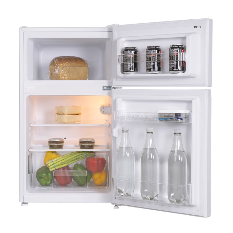 Refurbished electriQ Eiqucffwh Freestanding 86 Litre 60/40 Under Counter Fridge Freezer White