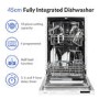 Refurbished electriQ EQDWINT45 10 Place Slimline Fully Integrated Dishwasher 