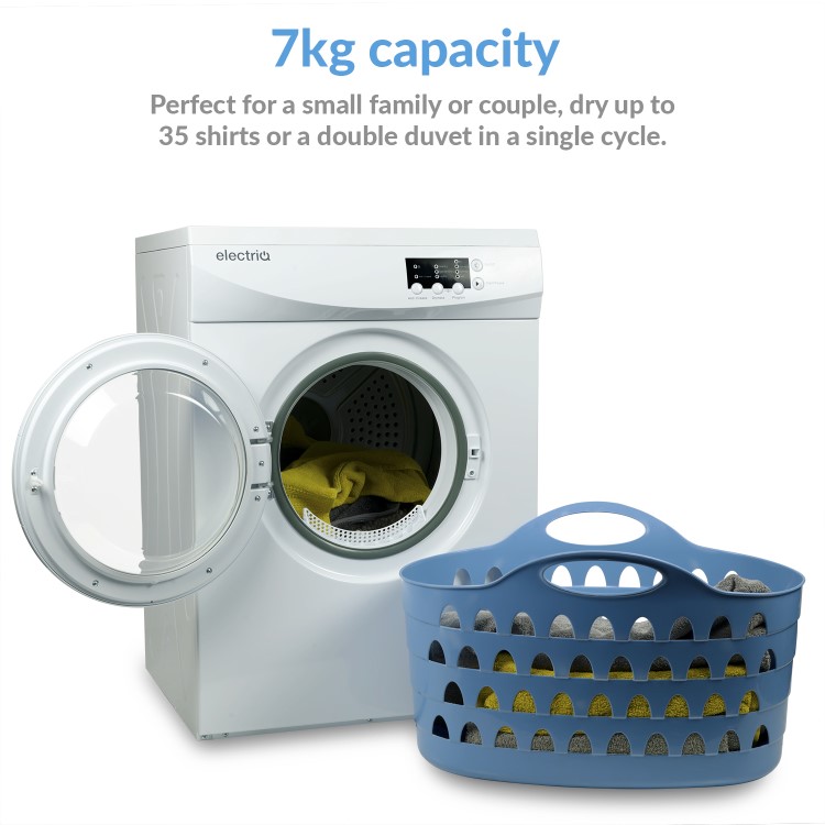 GRADE A2 - electriQ Freestanding 7kg Vented Tumble Dryer - White