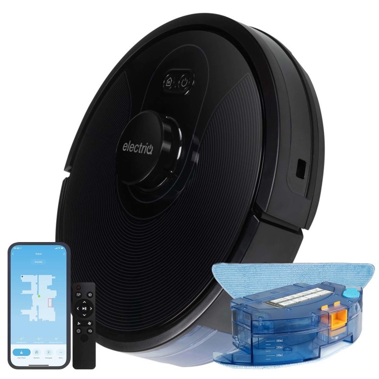 Refurbished electriQ HELGA Robot Vacuum Cleaner and Mop - 4000Pa Suction - Black