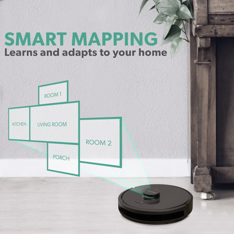 Refurbished electriQ HELGA Robot Vacuum Cleaner and Mop - 4000Pa Suction - Black