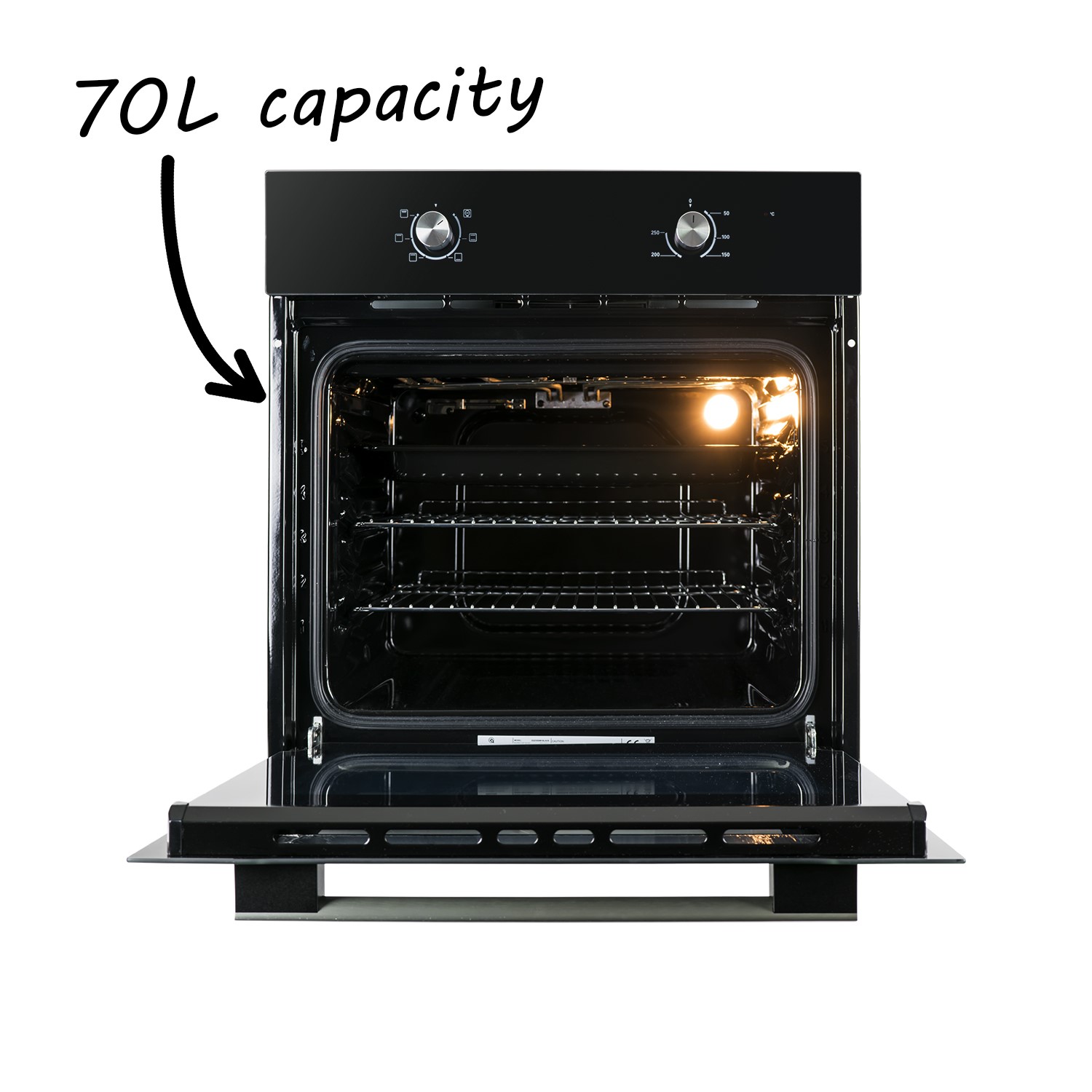 Refurbished electriQ EQOVENM1BLACK 60cm Single Built In Electric Oven
