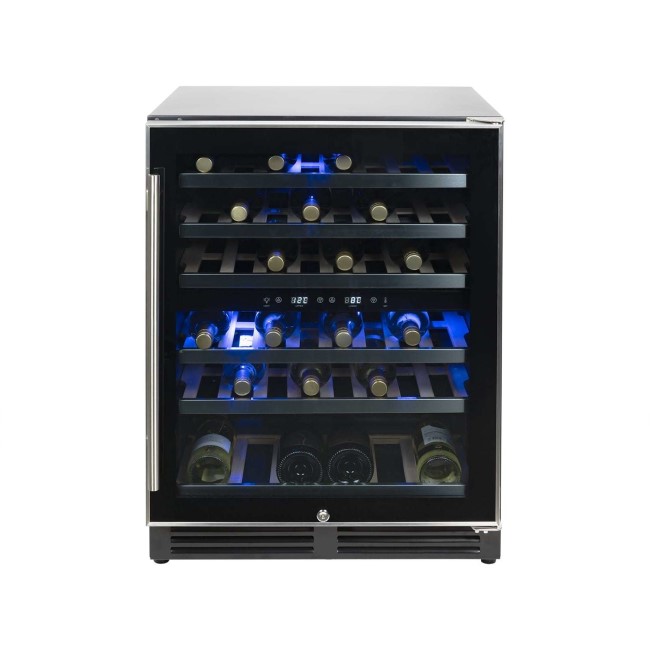 Refurbished electriQ EQWINECH60 51 Bottle Freestanding Under Counter Wine Cooler Full Dual Zone