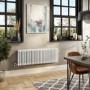 White Horizontal Column Smart Electric Radiator with Wi-Fi Thermostat - 1200W - H400xW1190mm - Bathroom Safe