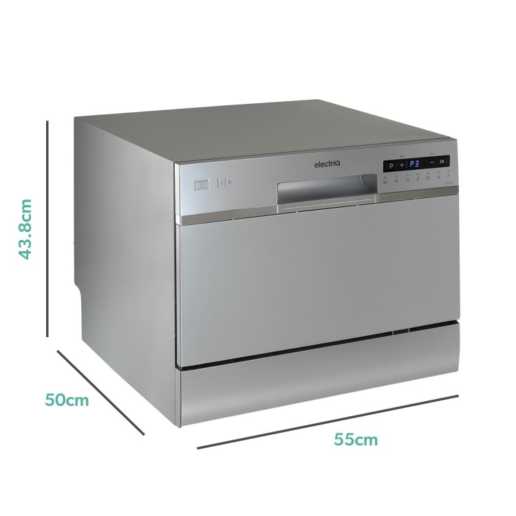 Refurbished electriQ EQDWTTS 6 Place Freestanding Table Top Dishwasher Silver