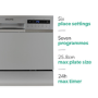 Refurbished electriQ EQDWTTS 6 Place Freestanding Table Top Dishwasher Silver
