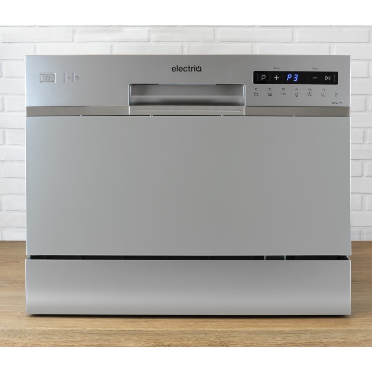 Refurbished electriQ EQDWTTS 6 Place Freestanding Compact Table Top Dishwasher Silver