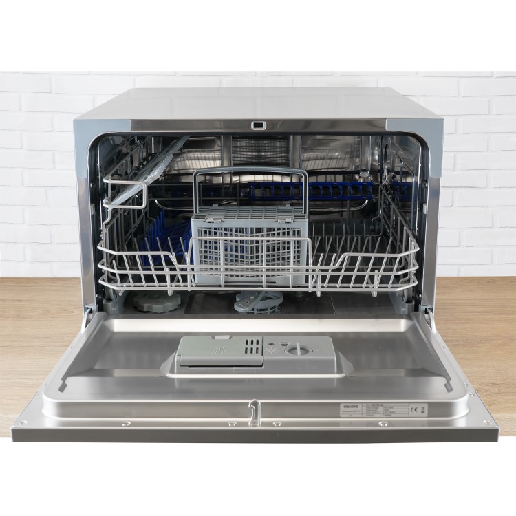 Refurbished electriQ EQDWTTS 6 Place Freestanding Compact Table Top Dishwasher Silver