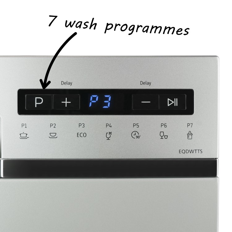 Refurbished electriQ EQDWTTS 6 Place Freestanding Compact Table Top Dishwasher Silver