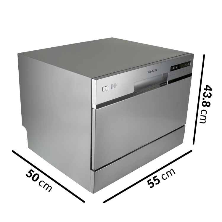 Refurbished electriQ EQDWTTS 6 Place Freestanding Compact Table Top Dishwasher Silver