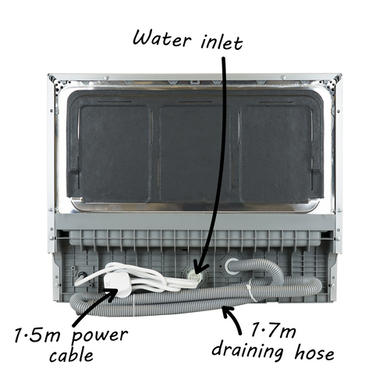 Refurbished electriQ EQDWTTS 6 Place Freestanding Compact Table Top Dishwasher Silver
