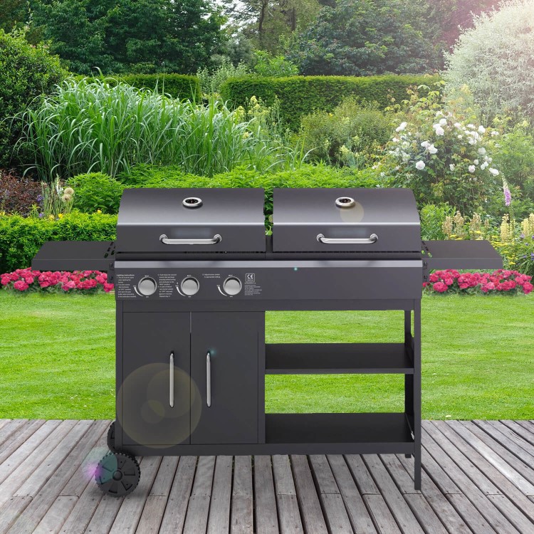 Refurbished The Georgia Dual Fuel - 3 Burner Gas & Charcoal BBQ in Black