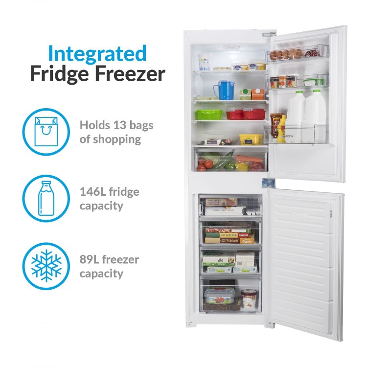 electriQ 235 Litre 50/50 Integrated Fridge Freezer - White 