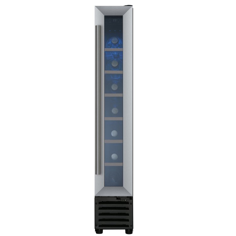 electriQ 7 Bottle Capacity Single Zone Freestanding Wine Cooler - Stainless Steel