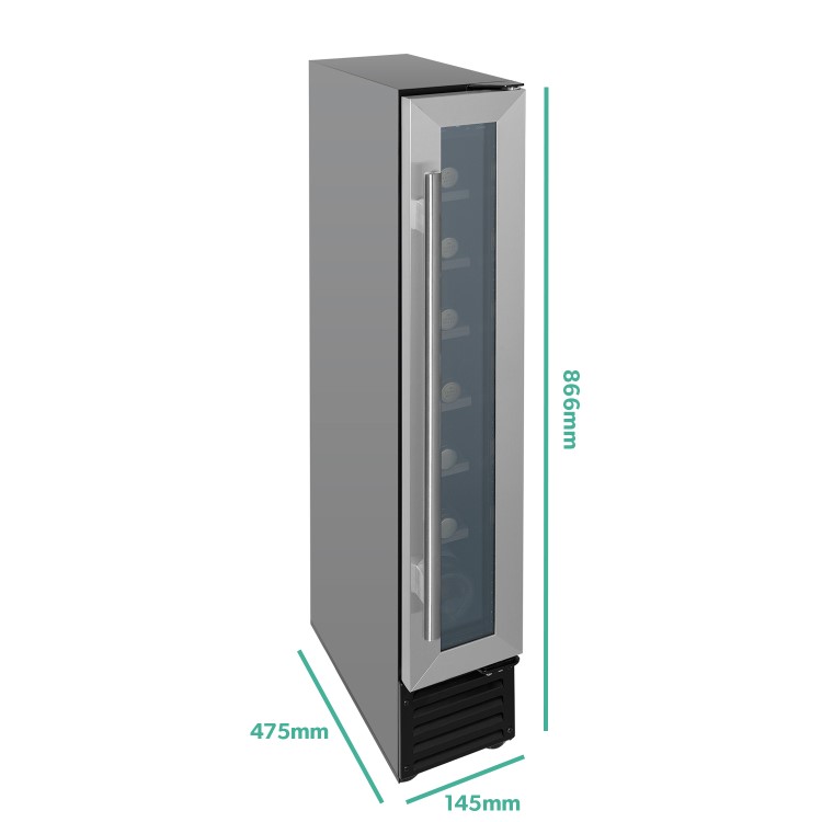 electriQ 7 Bottle Capacity Single Zone Freestanding Wine Cooler - Stainless Steel