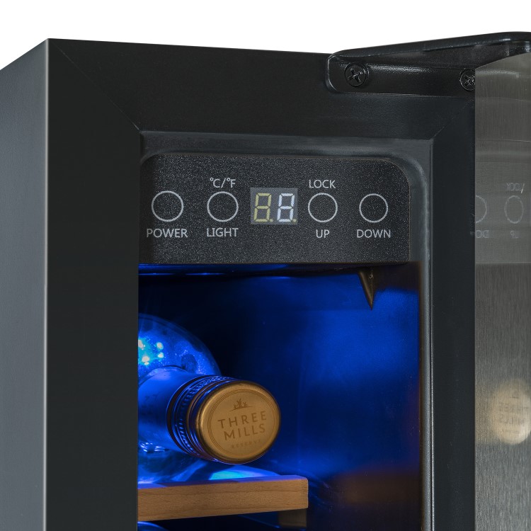 electriQ 7 Bottle Capacity Single Zone Freestanding Wine Cooler - Stainless Steel