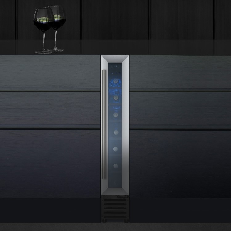GRADE A3 - electriQ 7 Bottle Capacity Single Zone Freestanding Wine Cooler - Stainless Steel
