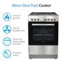Refurbished electriQ 60cm Dual Fuel Single Oven Cooker - Stainless Steel