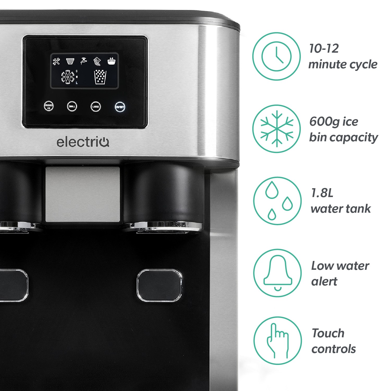 electriQ Countertop Ice Maker With Ice Crusher and Water Dispenser in  Stainless Steel/Black