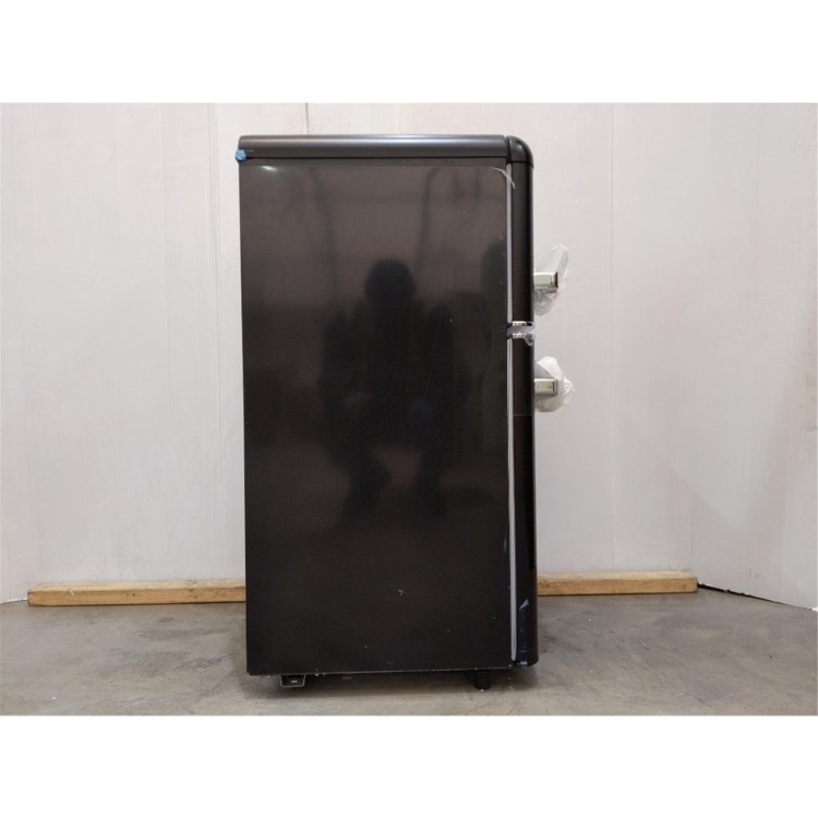 Refurbished electriQ eiQUCRETROFFMBLK Freestanding 80 Litre 70/30 Retro Fridge Freezer Matte Black