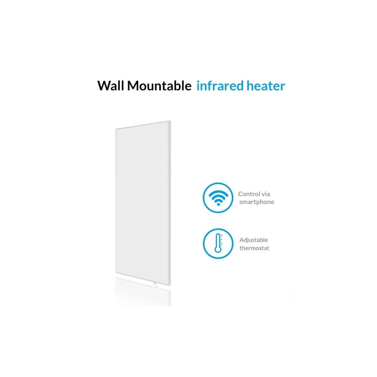 electriQ 700W Smart Infrared Wall Mounted Infrared Panel Heater - Low Energy  - 700 x 1150mm