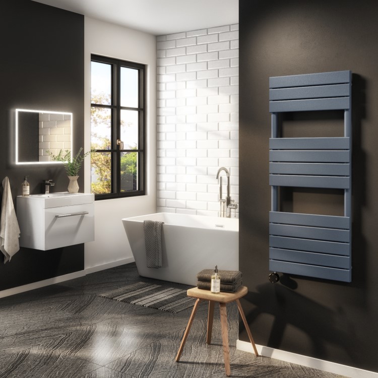 Anthracite Flat Panel Smart Electric Towel Radiator with Wi-Fi Thermostat - 1000W - H1200xW500mm - Bathroom Safe