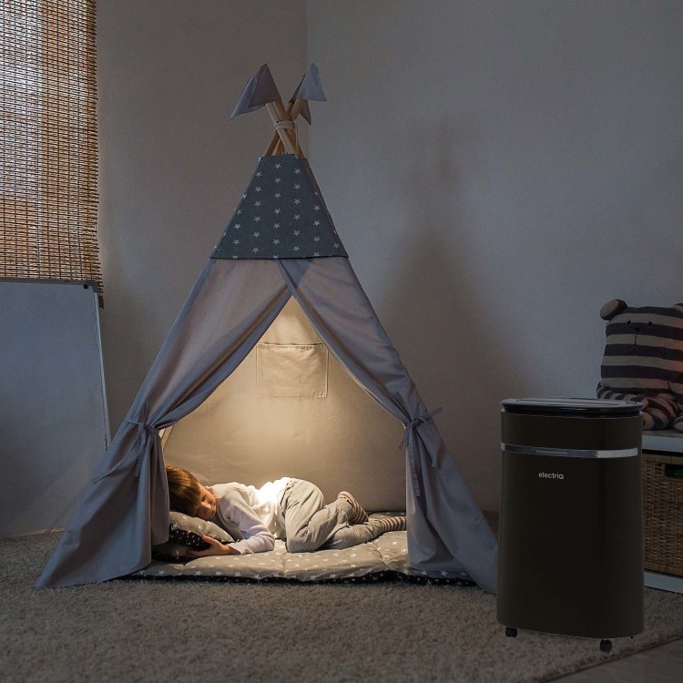 Refurbished electriQ 12L Low-Energy Quiet Laundry Dehumidifier and HEPA Air Purifier - Black