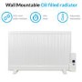 electriQ 800W Slim Wall Mounted Oil Filled Radiator H550xW950mm Weekly Timer - White 