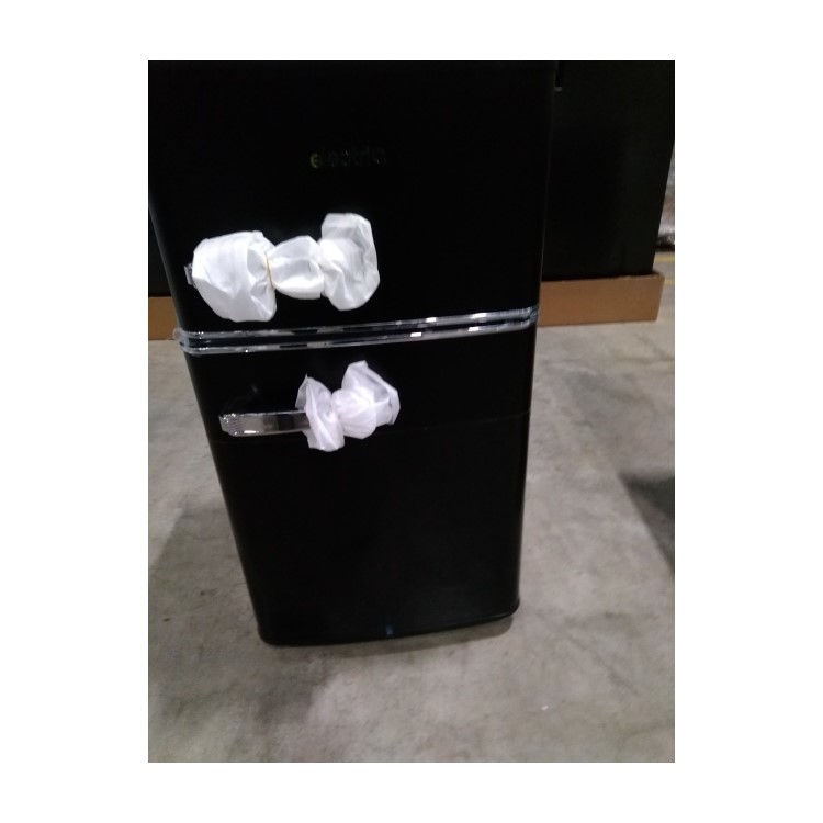 Refurbished electriQ eiQUCRETROFFMBLK Freestanding 80 Litre 70/30 Retro Fridge Freezer Matte Black