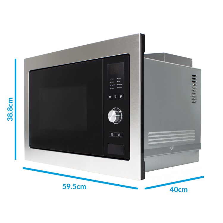 Refurbished electriQ Built-In 900W Microwave - Stainless Steel