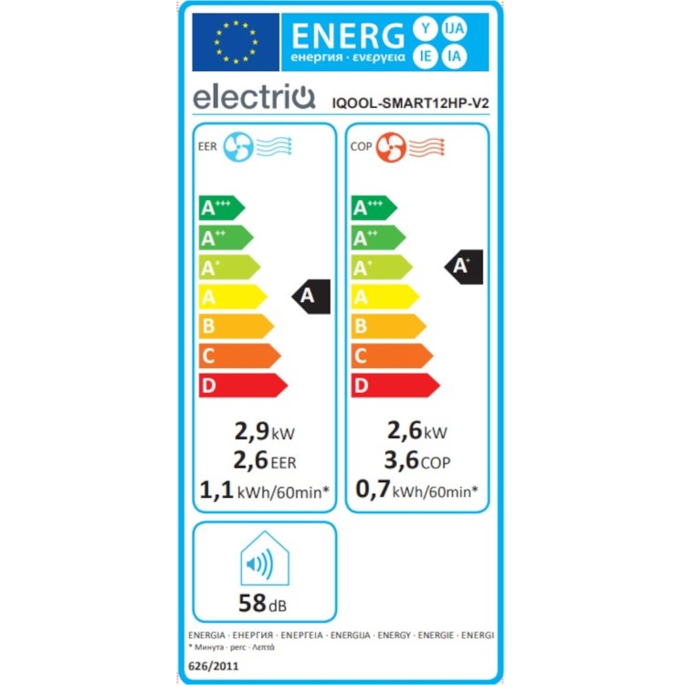electriQ iQool 10000 BTU Wall Mounted Smart Air Conditioner with Heat Pump - No Outdoor Unit Needed