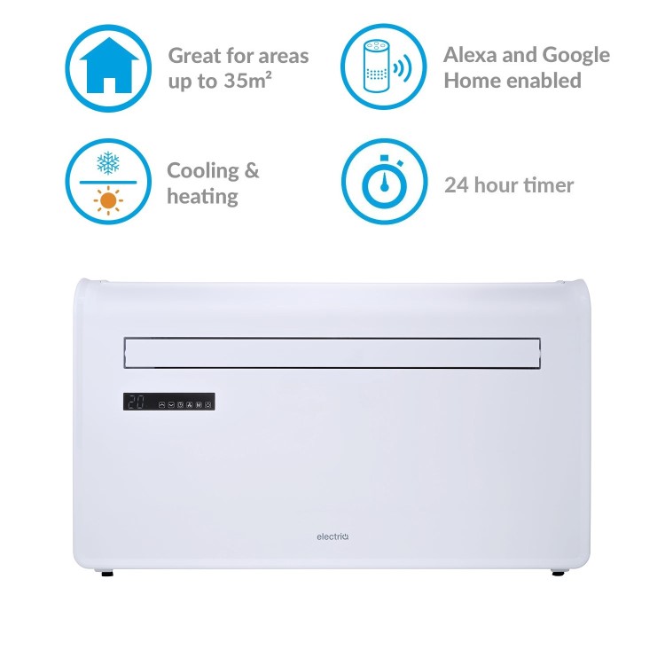 electriQ iQool 10000 BTU Wall Mounted Smart Air Conditioner with Heat Pump - No Outdoor Unit Needed